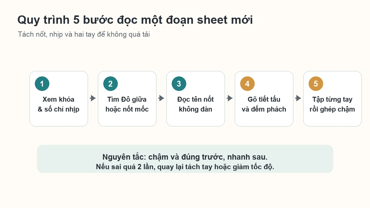 Quy trình 5 bước đọc một đoạn sheet piano mới cho người mới học