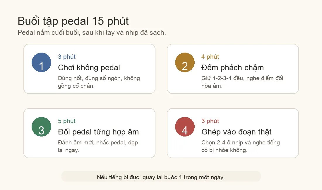 Quy trình luyện pedal piano 15 phút cho người mới