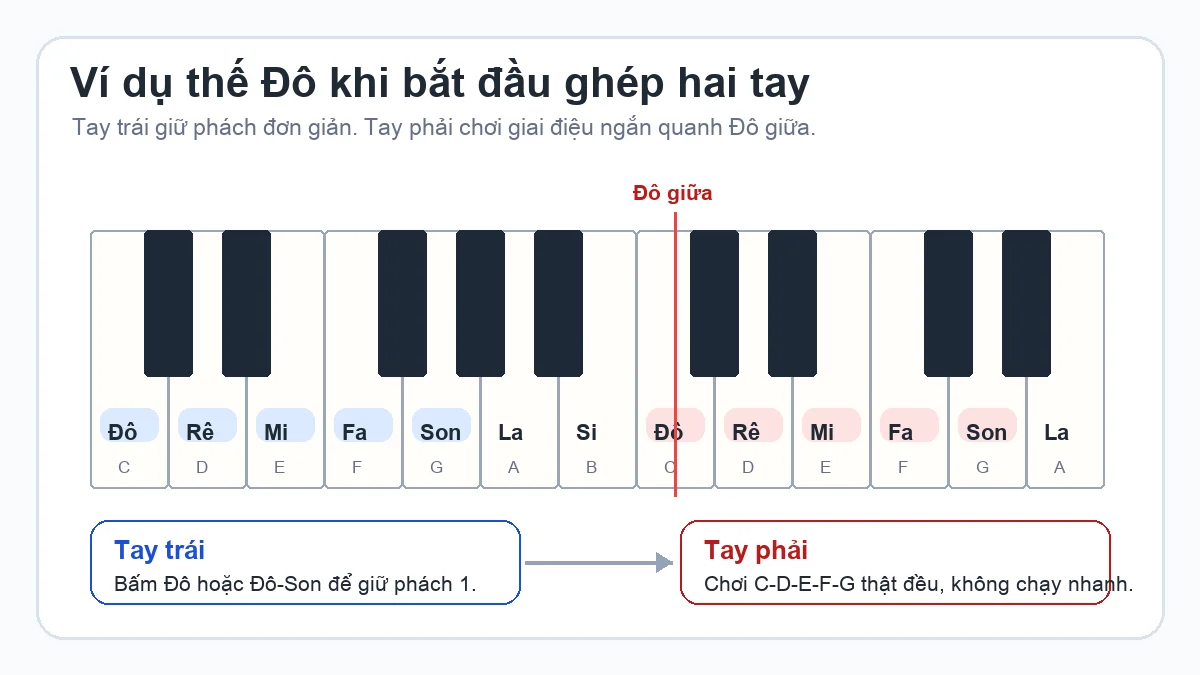 Sơ đồ thế Đô giúp người mới tập hai tay cùng lúc trên piano