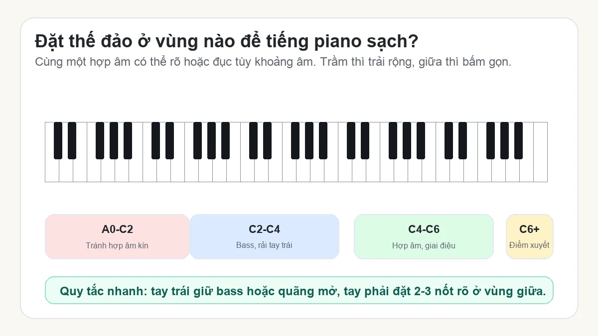 Sơ đồ vùng đặt hợp âm đảo trên piano để tránh tiếng trầm bị đục