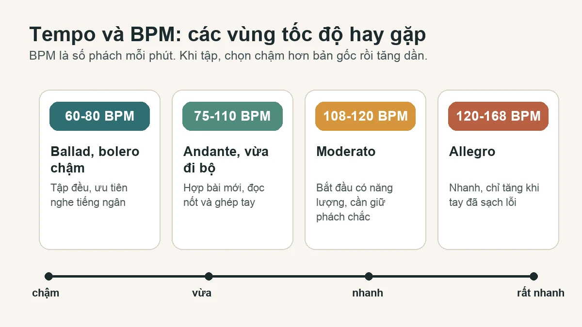 Bảng gợi ý tempo và BPM cho người mới tập đàn